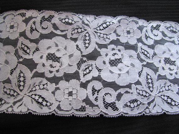 Wedding - Vintage Extra Wide Ivory Off White Floral Lace  - 5.5 Inches Wide - 2 yards 