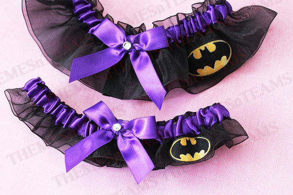 Свадьба - set -choose color- Batman handmade bridal prom garters - wedding party garter set