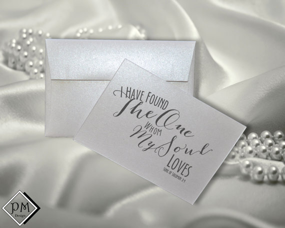Hochzeit - Unique gift cards for husband wife boyfriend girlfriend fiance wedding card I have found the one whom my soul loves Solomons song love quote