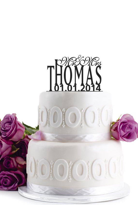 Hochzeit - ON SALE !!!Wedding Cake Topper - Personalized Cake Topper - Mr and Mrs - Monogram Cake Topper - Cake Decor - For Anniversary