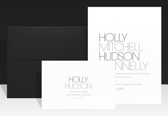 Свадьба - Minimalist Wedding Invitation - Modern Chic Wedding Invitations - Simple Black and White Wedding Invite - Urban Typography Beautiful - Holly