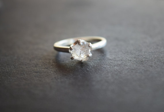 Wedding - Raw Diamond Engagement Ring, Rough Diamond Ring, Uncut Diamond Ring, Anniversary Ring, Sterling Silver Engagement Ring, Size 4, Avello
