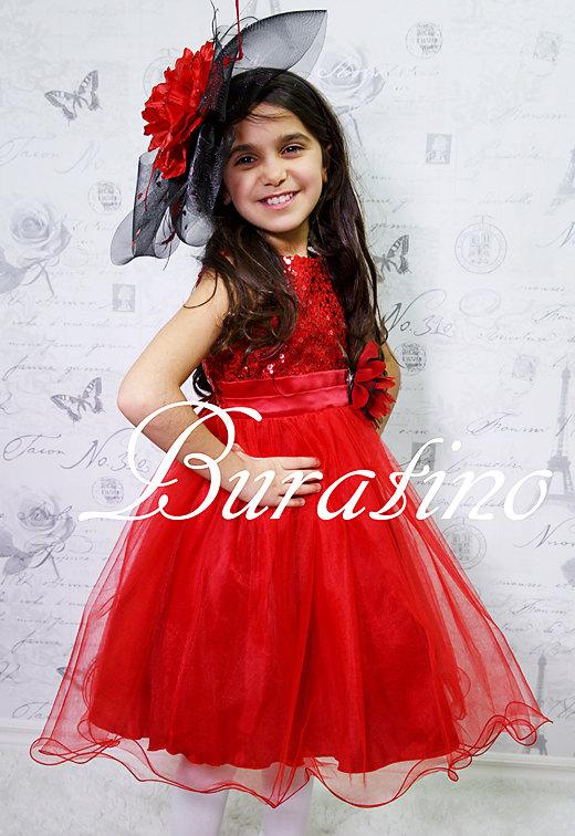Mariage - Flower Girl Dress. Wedding, Red Sequin Flower Girl Dress,Christmas Red Sequin Dress.Special Occasion Dress. Size 2T- 14(ets0155rd)