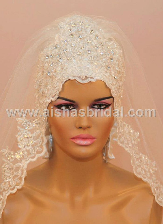 Wedding - Ready To Wear Bridal Hijab  Code: HGT-0418  muslim women hijab scarf wrapper kerchief veil wedding