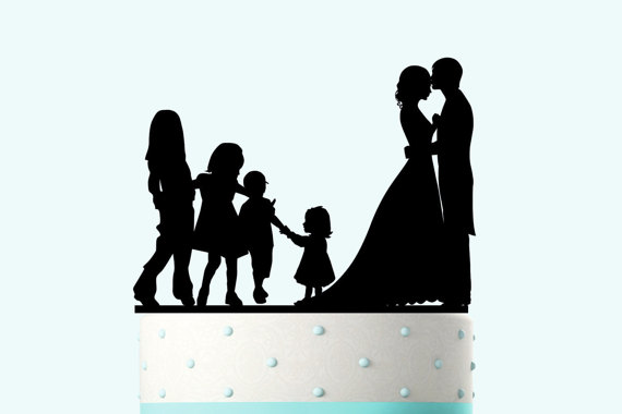 Свадьба - Wedding Cake Topper Silhouette Groom and Bride, Acrylic Cake Topper