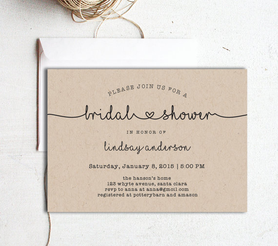 Hochzeit - Printable Bridal Shower Invitation, Printable Baby Shower Invitation, Cute Bridal Shower, Heart bridal shower.