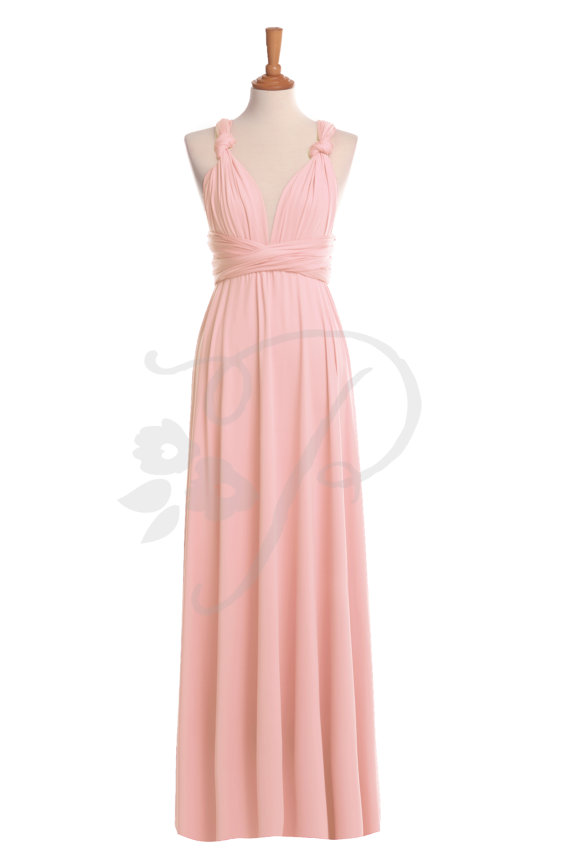Mariage - Bridesmaid Dress Infinity Dress Blush Floor Length Wrap Convertible Dress Wedding Dress