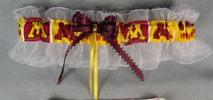 زفاف - Wedding Bridal Garter Handmade with Minnesota Golden Gophers Fabric