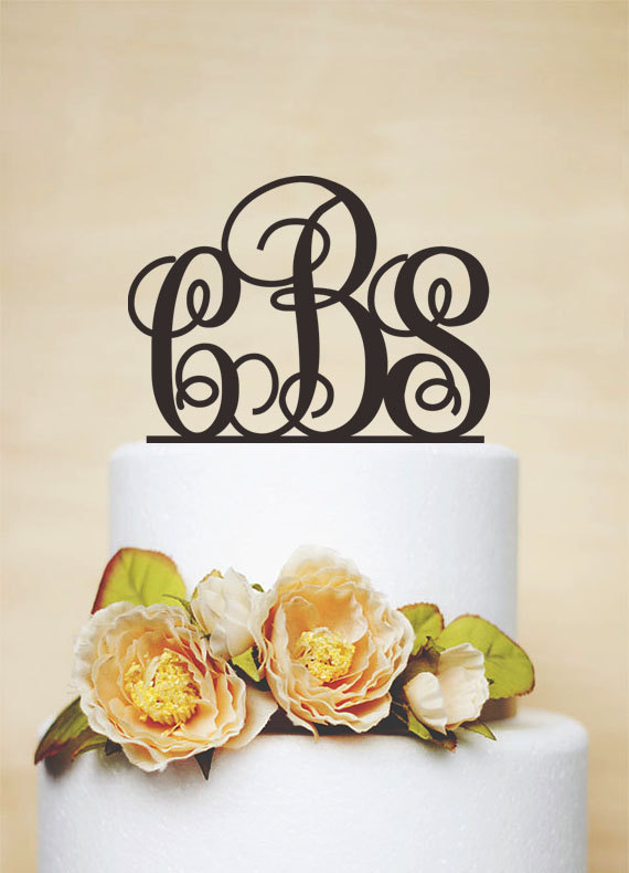 Wedding - Initial Cake Topper,Monogram Cake Topper,Wedding Cake Topper,Personalized Acrylic Cake Topper,Bridal Cake Topper,Bride and groom-I013