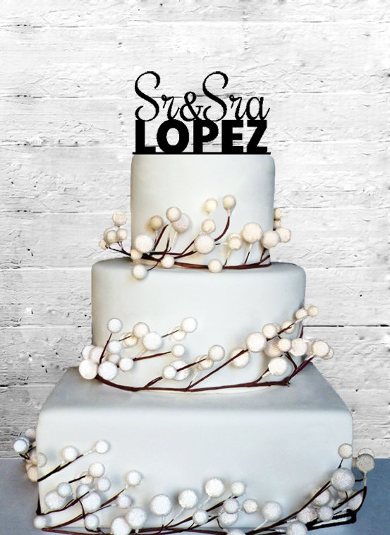 زفاف - Sr&Sra Wedding Cake topper Monogram cake topper Personalized Cake topper Acrylic Cake Topper
