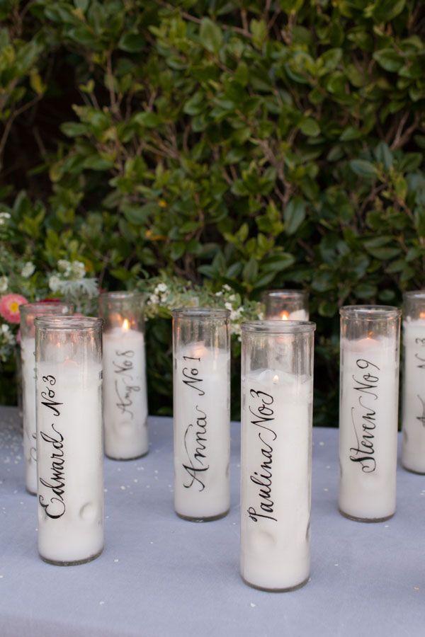 Mariage - Calligraphy Candle Place Cards