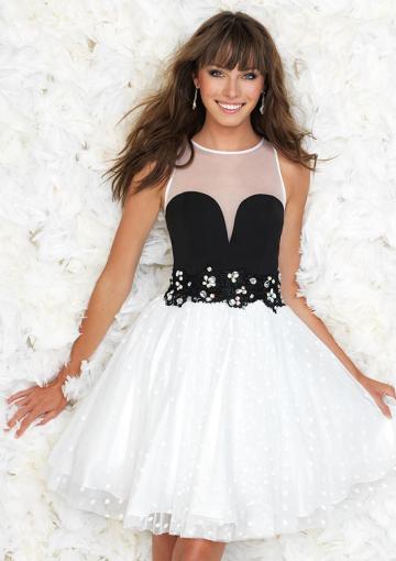 Mariage - Buy Australia 2015 Ivory And Black A-line Scoop Neckline Beaded Appliques Mini Organza Cocktail/ Prom Dresses 101 at AU$157.08 - Dress4Australia.com.au
