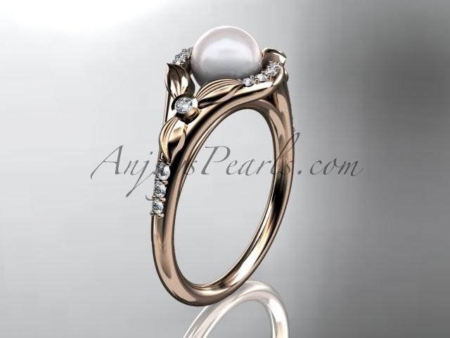 Hochzeit - 14kt rose gold diamond floral wedding ring, engagement ring AP126