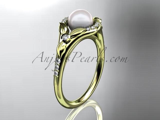 Hochzeit - 14kt yellow gold diamond floral wedding ring, engagement ring AP126