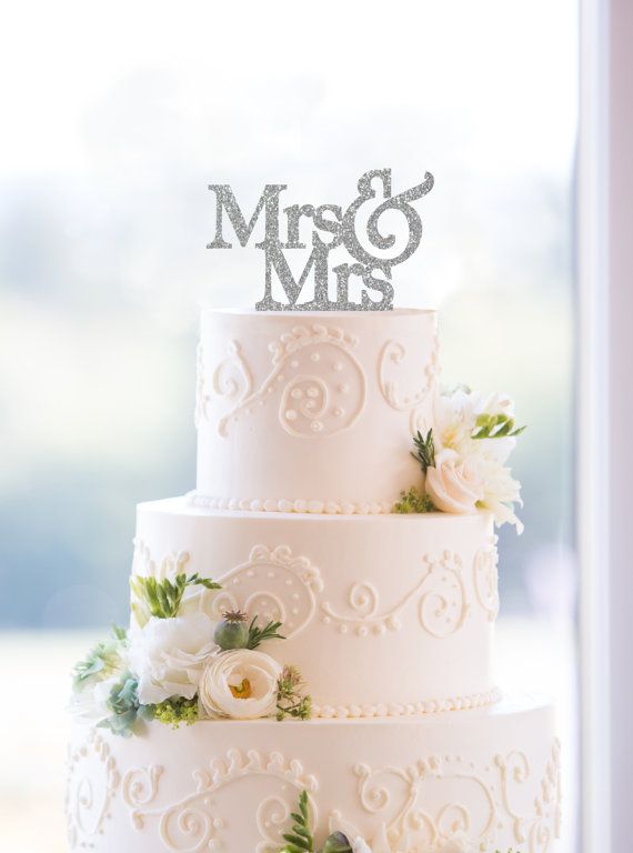 Mariage - Glitter Mrs & Mrs Same Sex Cake Topper – Custom Wedding Cake Topper Available In 6 Glitter Options- (S003)