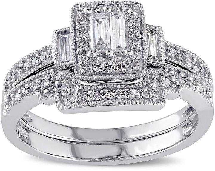 Mariage - MODERN BRIDE 2/5 CT. T.W. Diamond 10K White Gold Bridal Ring Set