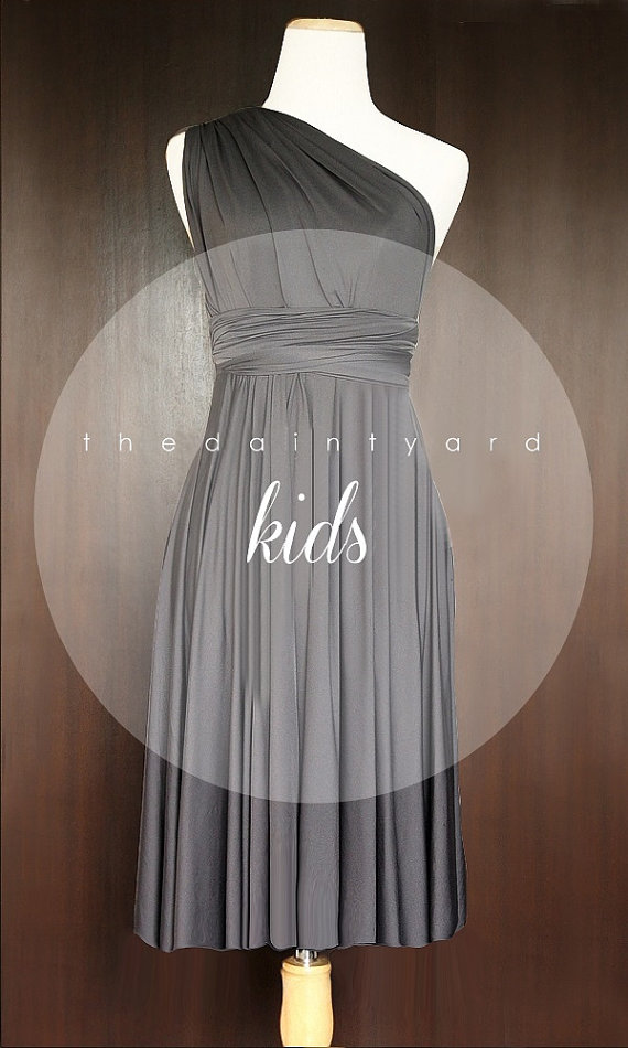 زفاف - KIDS Slate Bridesmaid Convertible Dress Infinity Dress Multiway Wrap Dress Twist Dress Flower Girl Dress Grey Gray Dress