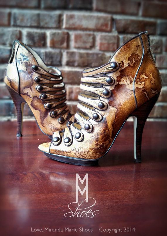 Свадьба - Hand Painted Steampunk Shoes - Wedding Shoes