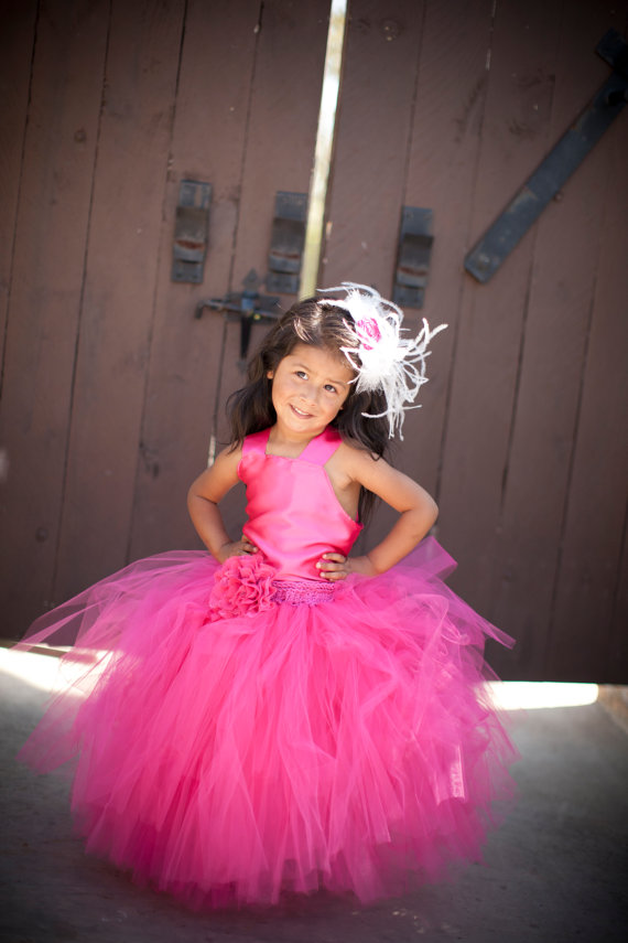 زفاف - Dark Pink  Pixie tutu dress with satin bodice....Flower Girl Dress..Vintage Photography Prop