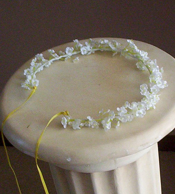 Hochzeit - Flower girl halo babys breath -Bella- Flower Crown Bridal headpiece Wedding hair accessories silk flowers circlet baby headband Hair Wreath