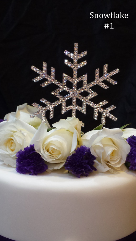 Wedding - 5 Inch Snowflake Wedding Cake Topper with Swarovski Crystals Rhinestone Winter Wedding Winter Themed Event Frozen