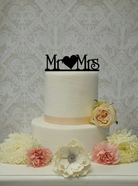 زفاف - Mr and Mrs Heart Cake Topper Wedding Cake Topper Mr and Mrs Mr and Mr Mrs and Mrs