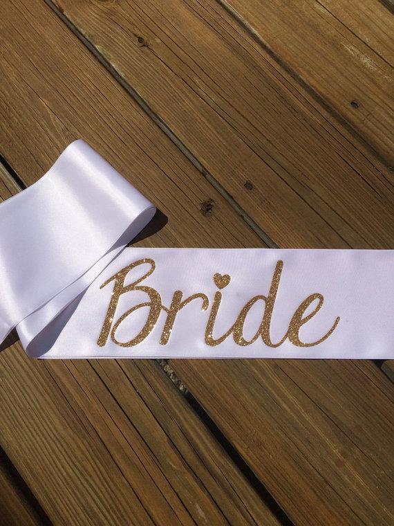 Свадьба - Bachelorette Party Sash, Bridal Sash, Bride Sash, WHITE