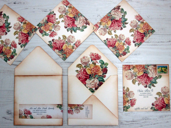 زفاف - Vintage Wedding invitation - Boho Chic Victorian invitation - Christine Collection-  Sample