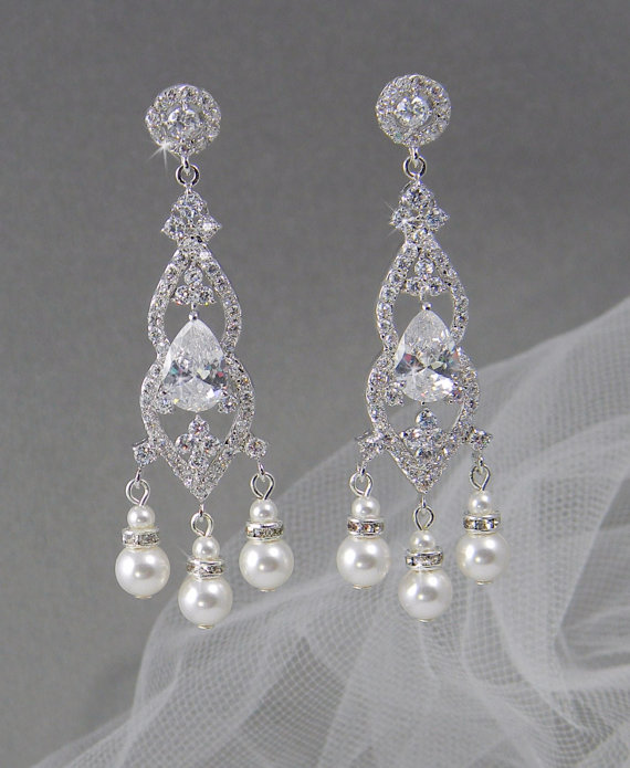 زفاف - Crystal Bridal earrings  Wedding jewelry Swarovski Crystal Wedding earrings Bridal jewelry, Amelia Drop Earrings