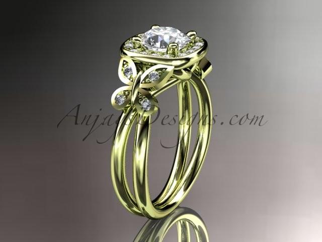 Свадьба - 14kt yellow gold diamond unique butterfly engagement ring, wedding ring ADLR330