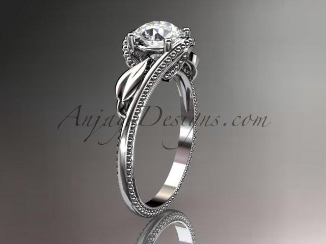 Wedding - Unique platinum engagement ring with a "Forever Brilliant" Moissanite center stone ADLR322
