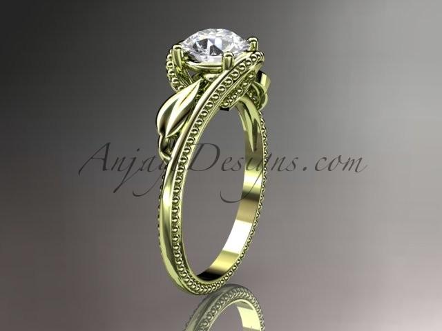 Hochzeit - Unique 14kt yellow gold engagement ring with a "Forever Brilliant" Moissanite center stone ADLR322