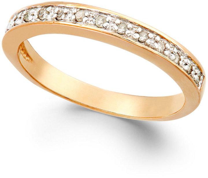 Wedding - Diamond Band (1/10 ct. t.w.) in 18k Rose Gold over Sterling Silver