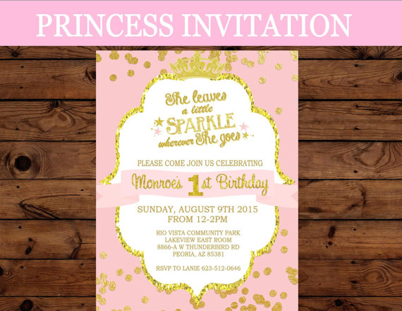 Wedding - Princess Invitation - First Birthday INVITATION - Crown Party -Girls Birthday - Baby Shower -Pink Princess Party- Princess Printables