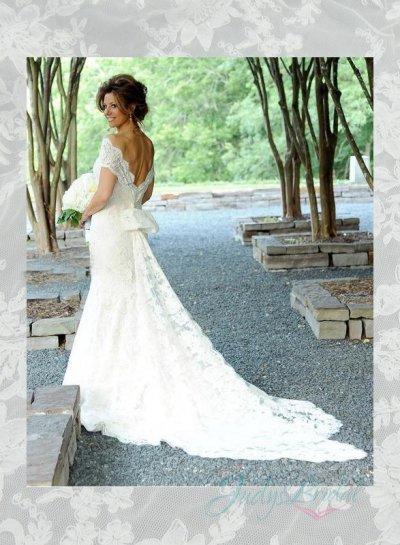 Mariage - JOL292 Illusion lace off shoulder v back mermaid wedding dress