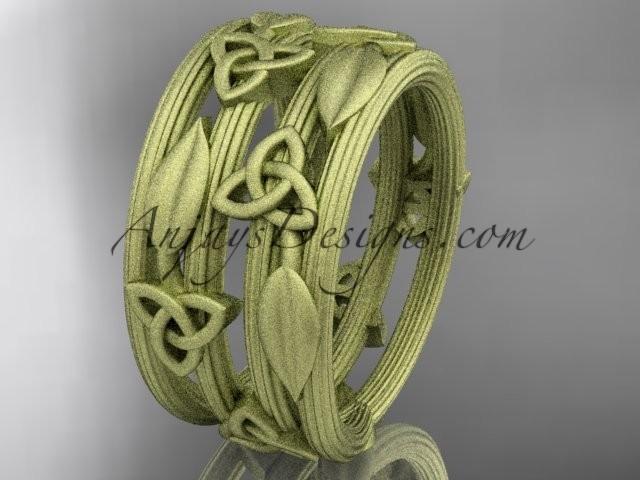 Wedding - 14kt yellow gold diamond celtic trinity knot matte finish wedding band, engagement ring CT7242B