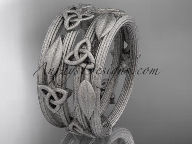 Mariage - platinum diamond celtic trinity knot matte finish wedding band, engagement ring CT7242B