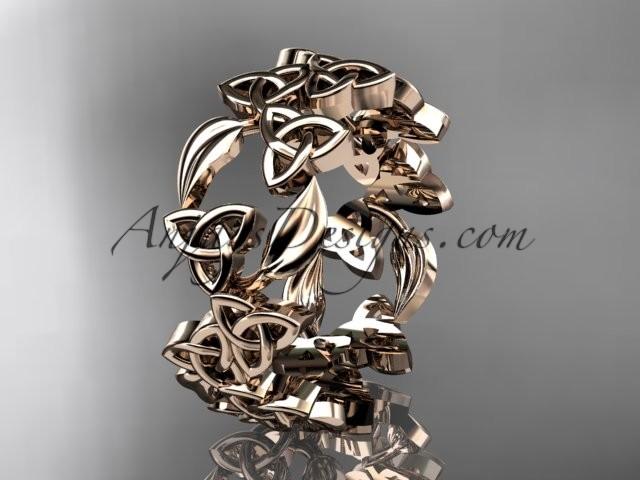 Hochzeit - 14kt rose gold diamond celtic trinity knot wedding band, engagement ring CT7250B