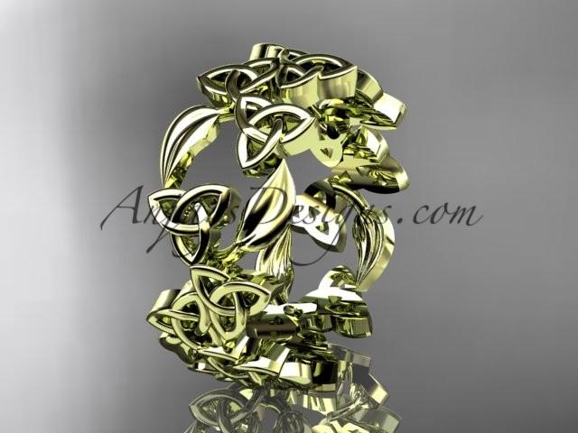 Hochzeit - 14kt yellow gold diamond celtic trinity knot wedding band, engagement ring CT7250B