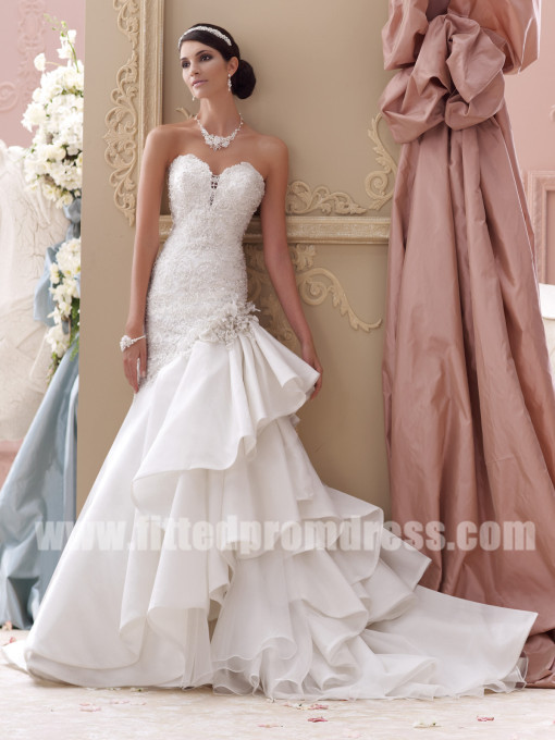 Hochzeit - David Tutera for Mon Cheri Style Blue 115230 Ruffle Wedding Dresses