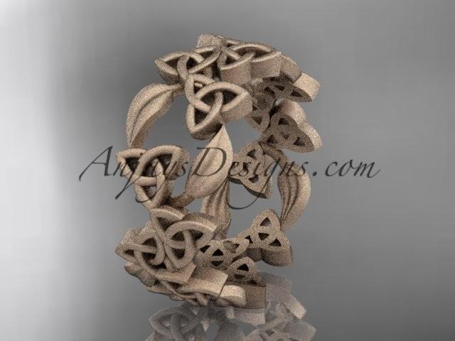 زفاف - 14kt rose gold diamond celtic trinity knot matte finish wedding band, engagement ring CT7250B