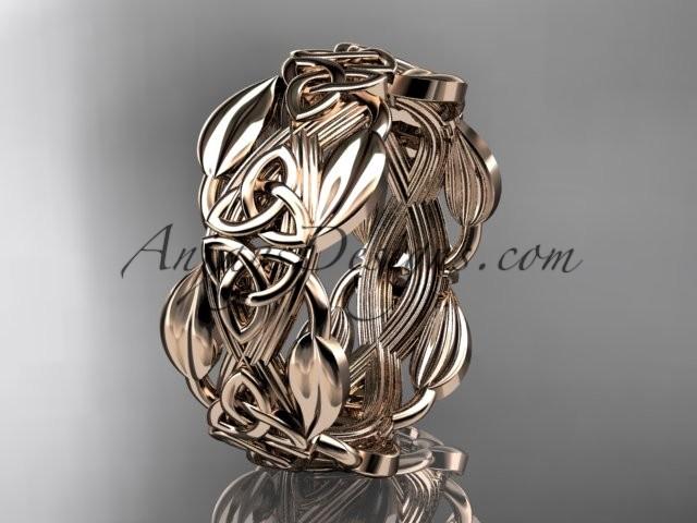 Hochzeit - 14kt rose gold diamond celtic trinity knot wedding band, engagement ring CT7259B