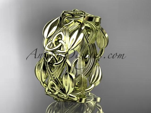 زفاف - 14kt yellow gold diamond celtic trinity knot wedding band, engagement ring CT7259B