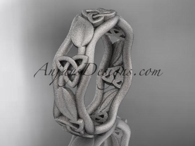 زفاف - platinum matte finish celtic trinity knot engagement ring, wedding band CT7105B