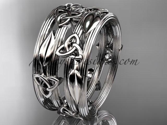 Свадьба - 14kt white gold diamond celtic trinity knot wedding band, engagement ring CT7242B