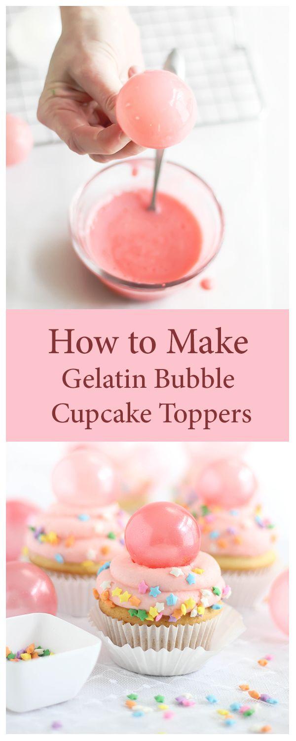 Hochzeit - Bubble Gum Frosting Cupcakes With Gelatin Bubbles