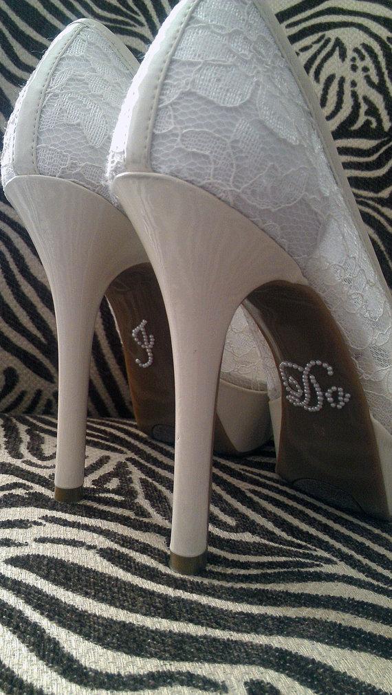 Wedding - I Do Shoe Stickers Ivory Pearl. I Do Wedding Shoe Appliques - Cream Pearls I Do Shoe Decals for your Bridal Shoes