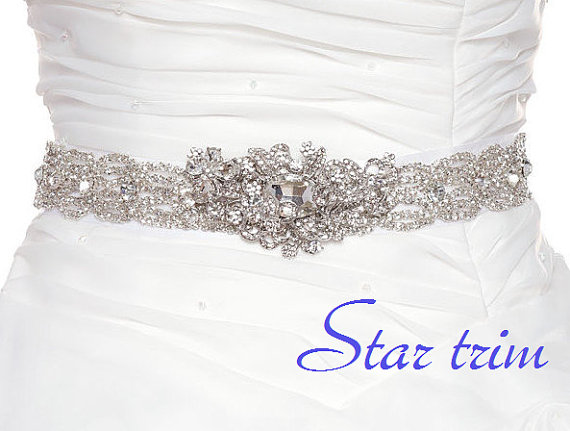 Wedding - SALE LENA crystal wedding bridal sash belt