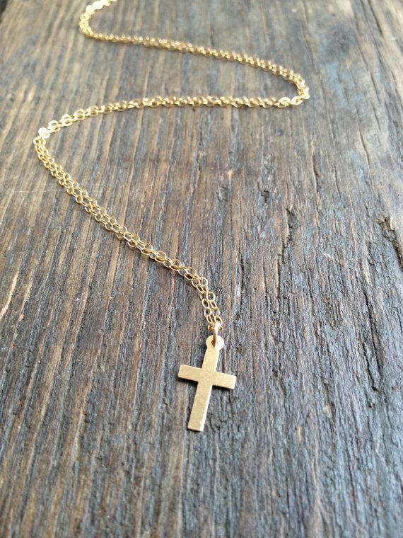 Wedding - Dainty Gold Cross, Simple Cross, Delicate Cross, Cross Jewelry, Cross Necklace