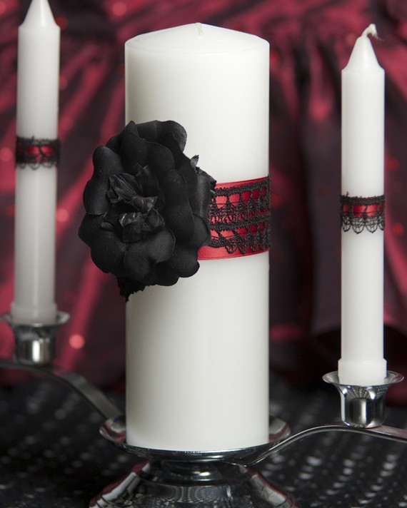 Hochzeit - Gothic Romance Wedding Unity Candle Set - 351315